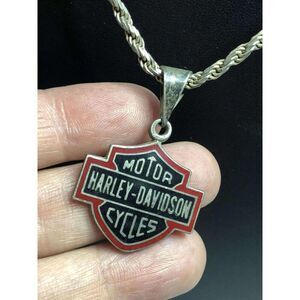 1832 Vintage Harley-Davidson Motorcycle Heavy Sterling Silver Necklace 38grams